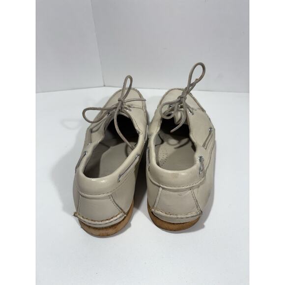 Vintage RHM Dockwear Mens Beige Leather Hand Sewed Shoe Sider Docksider Sz 10.5 - Picture 4 of 9